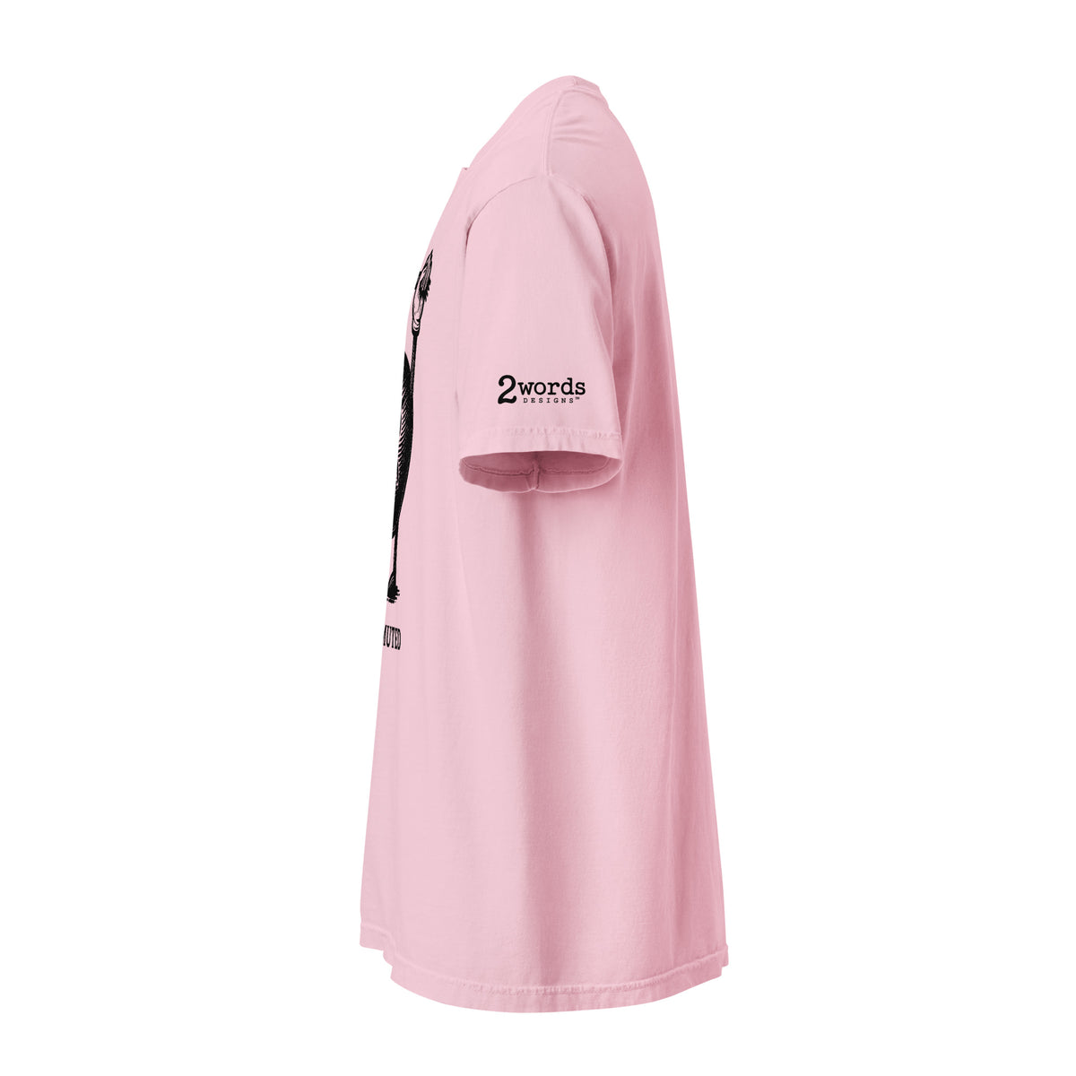2 Words Designs logo on left sleeve.