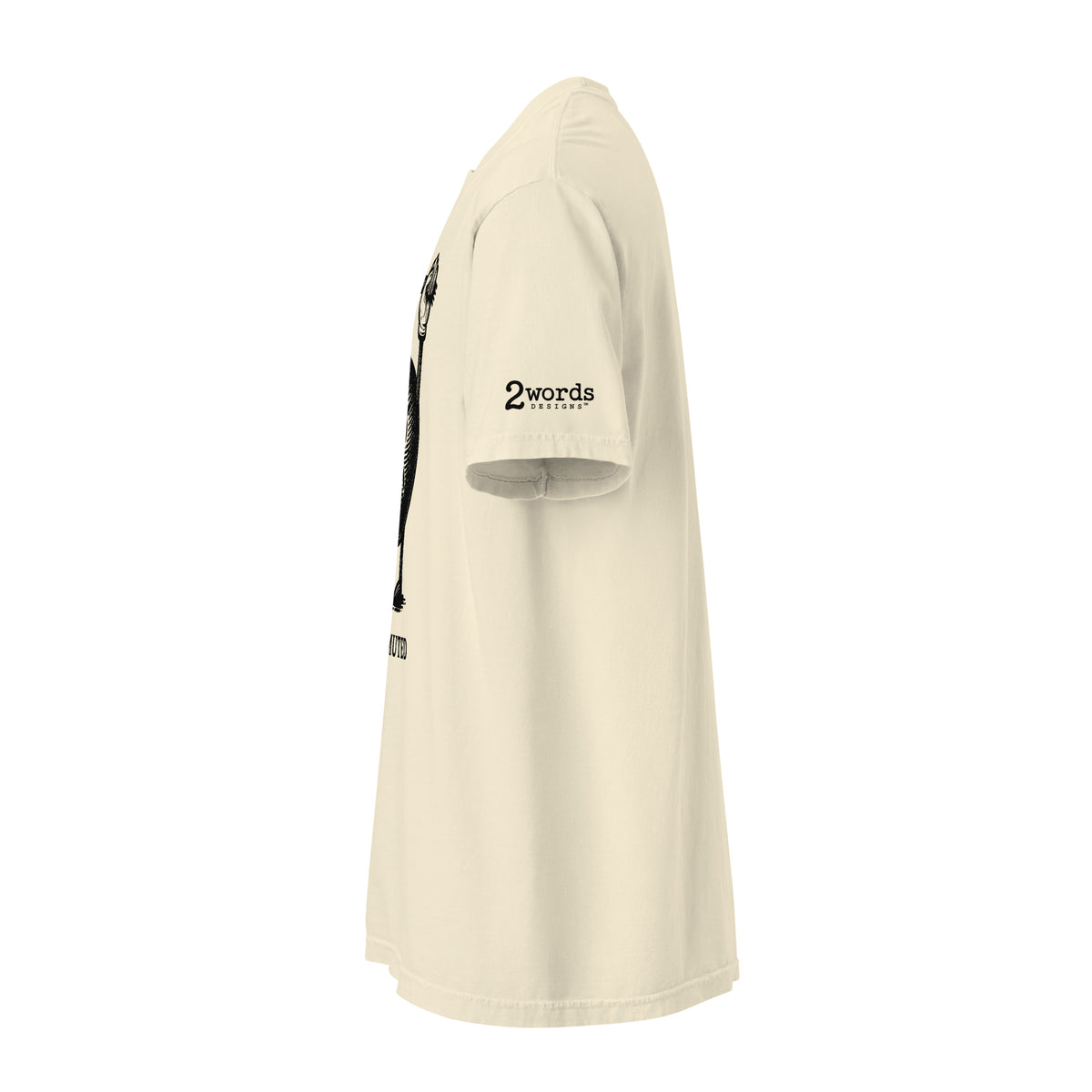 2 Words Designs logo on left sleeve.
