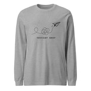 Thought Knot long sleeve t-shirt featuring a hand-drawn paper airplane and looping flight trail.